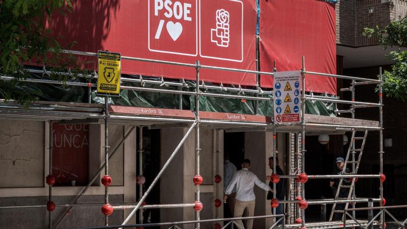 Fachada de la sede nacional del PSOE en Ferraz. EP.