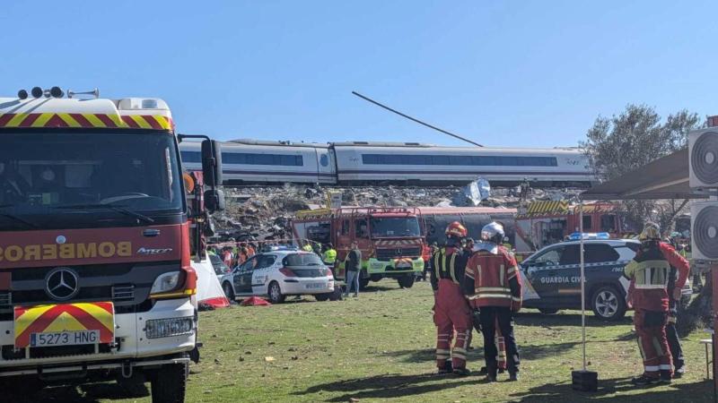 Agentes de la Unidad Militar de Emergencias (UME) trabajan en el lugar del accidente. EP.