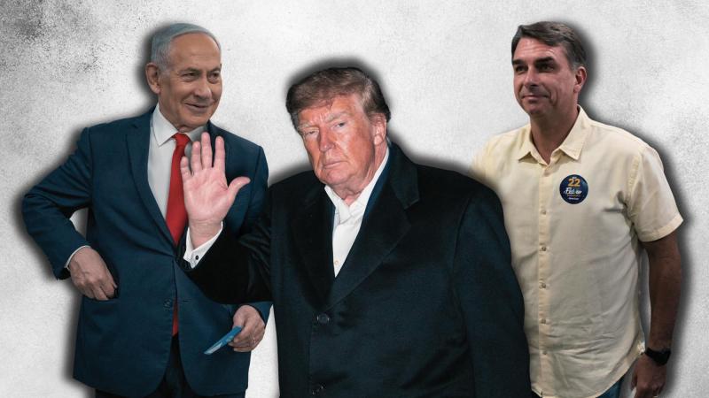 Fotomontaje de los Benjamín Netanyahu, Flavio Bolsonaro y Donald Trump. Elaboración propia.