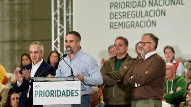 El líder de Vox, Santiago Abascal, protagoniza un acto de precampaña en Valladolid. EP.