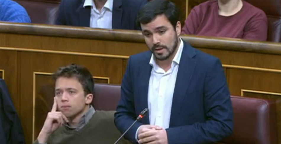 El diputado de Unidos Podemos Alberto Garzón en la Sesión de Control