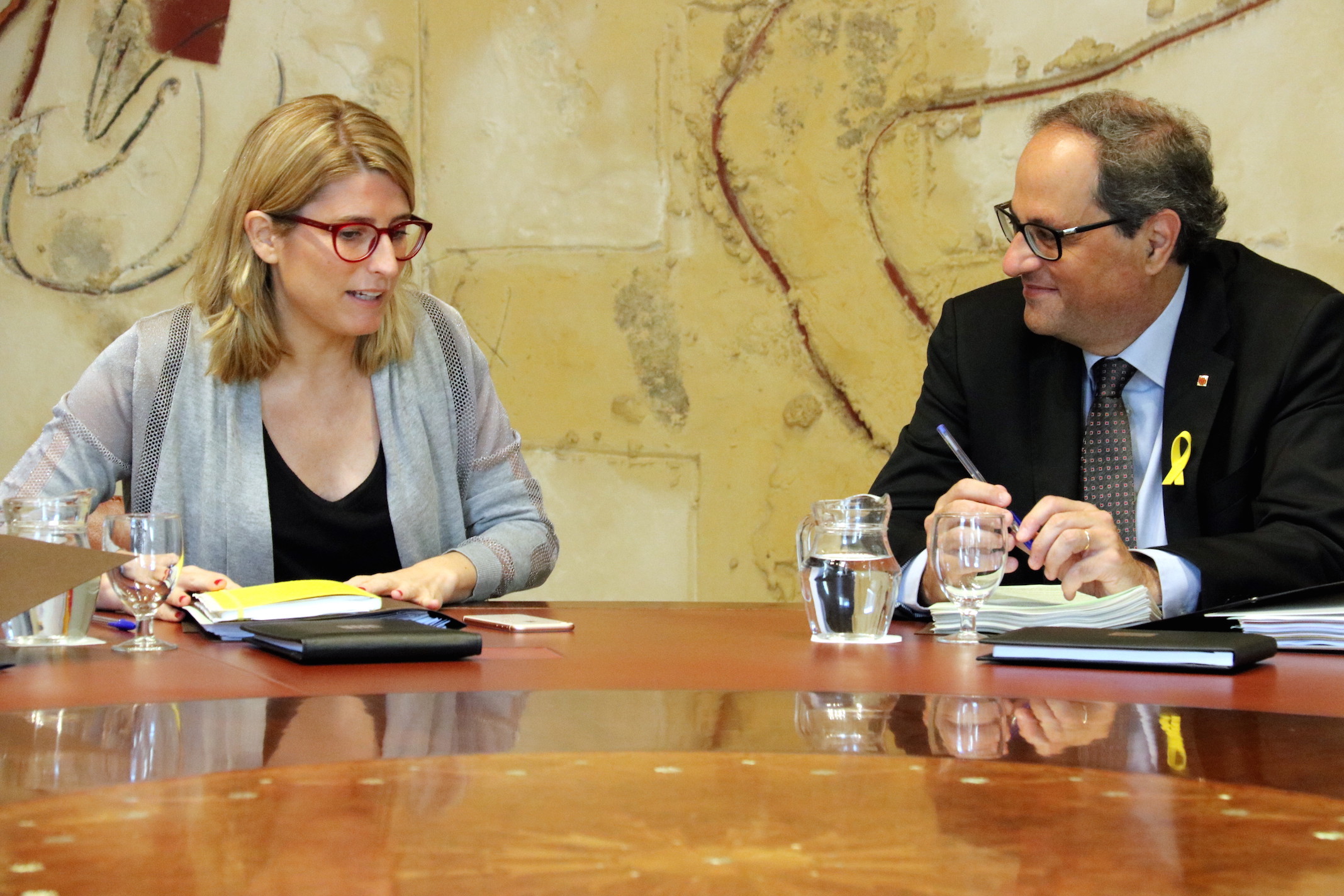 Elsa Artadi y Quim Torra en la reunió del Consell Executiu de la Generalitat.