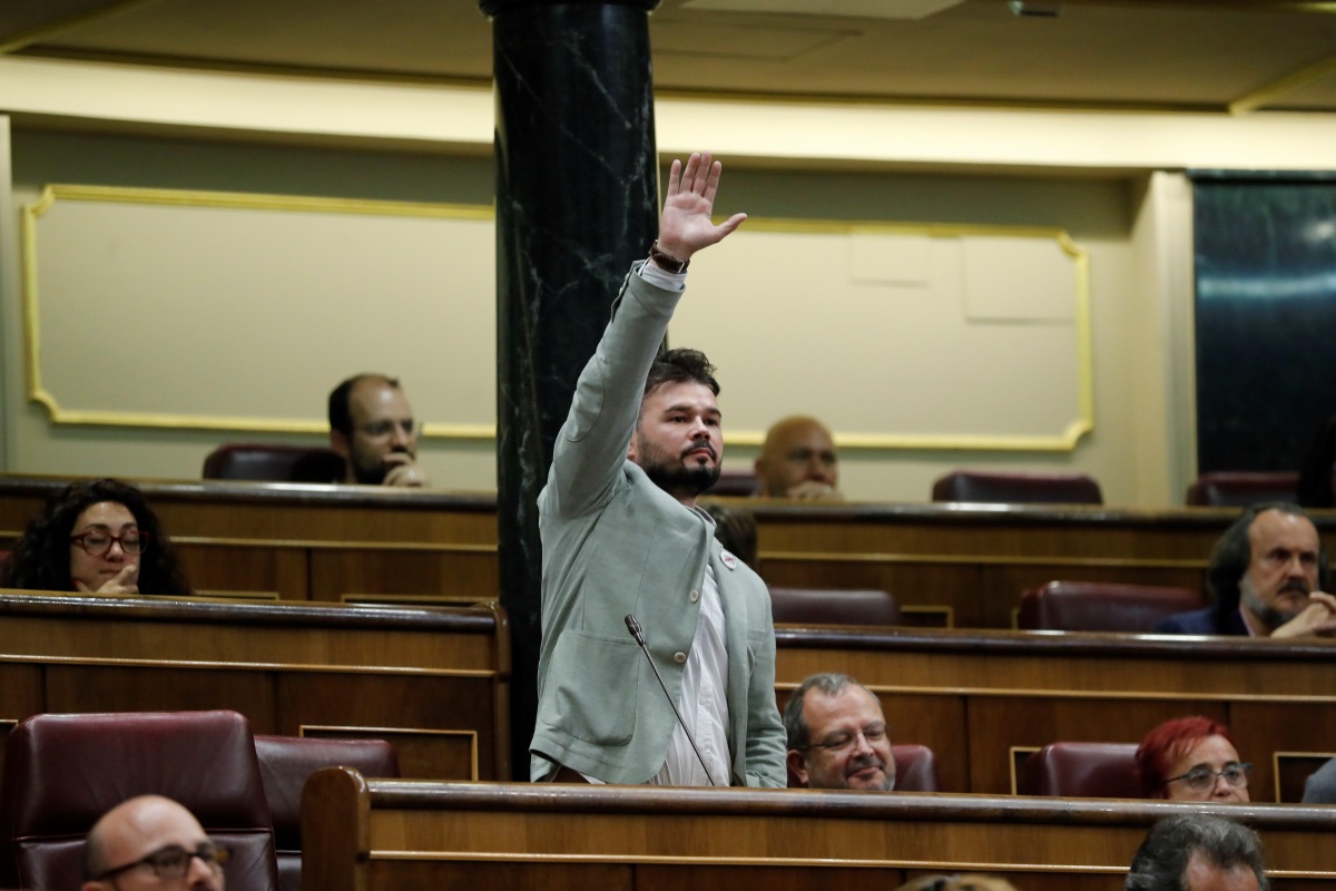 El diputado de ERC Gabriel Rufián durante una sesión en el Congreso de los Diputados