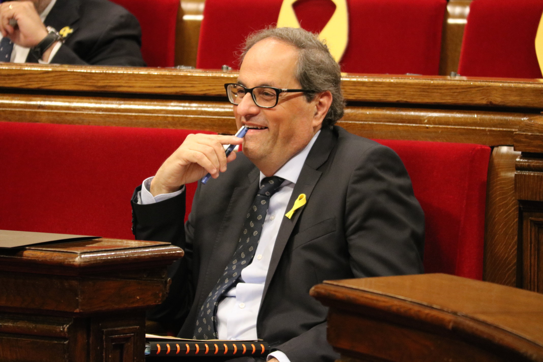El presidente de la Generalitat, Quim Torra, en su escaño.