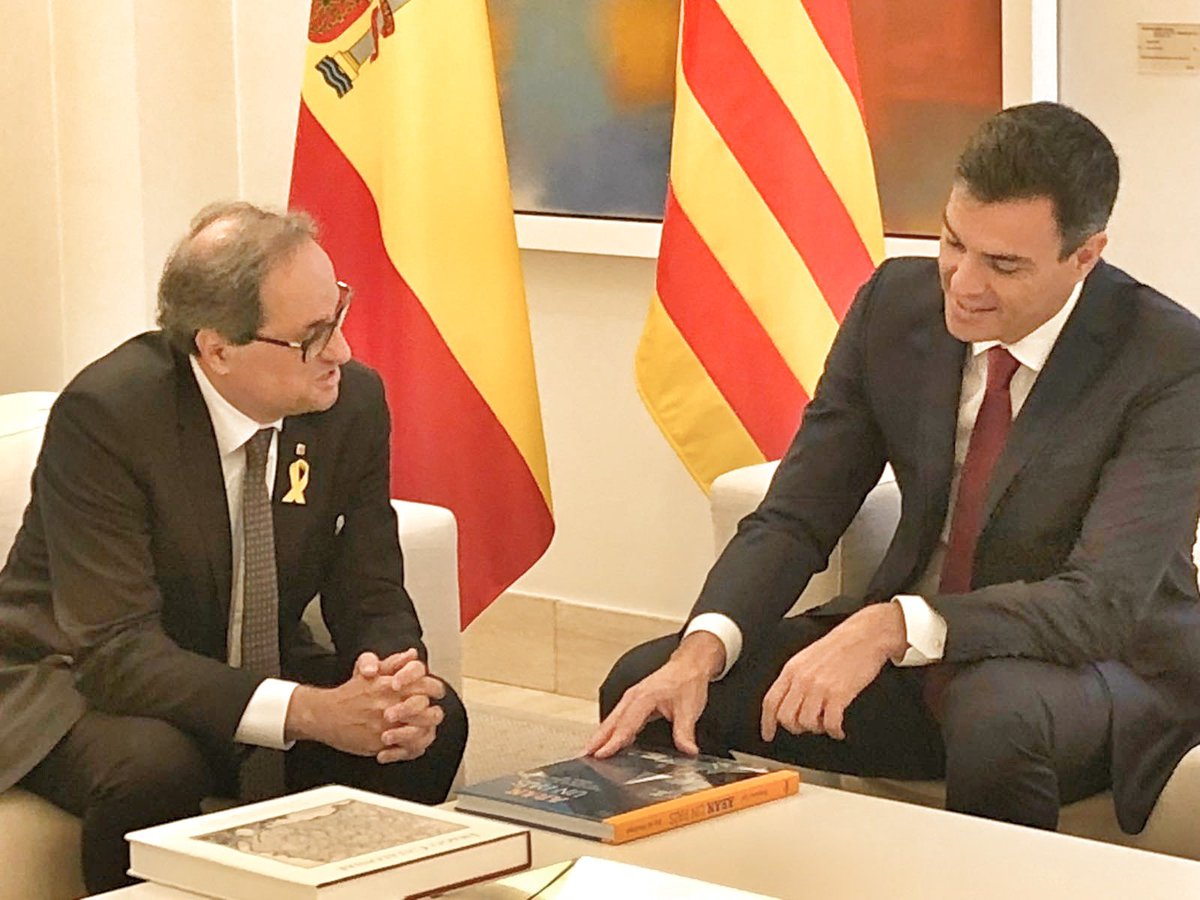 Quim Torra y Pedro Sánchez, reunidos en Moncloa. 