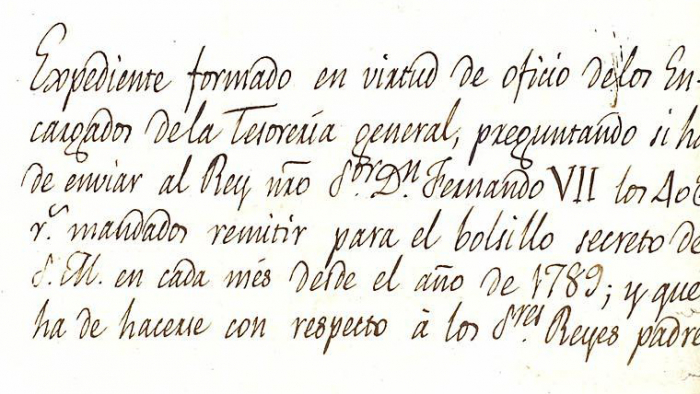 Mención al bolsillo secreto de Fernando VII en los archivos del Consejo de Castilla