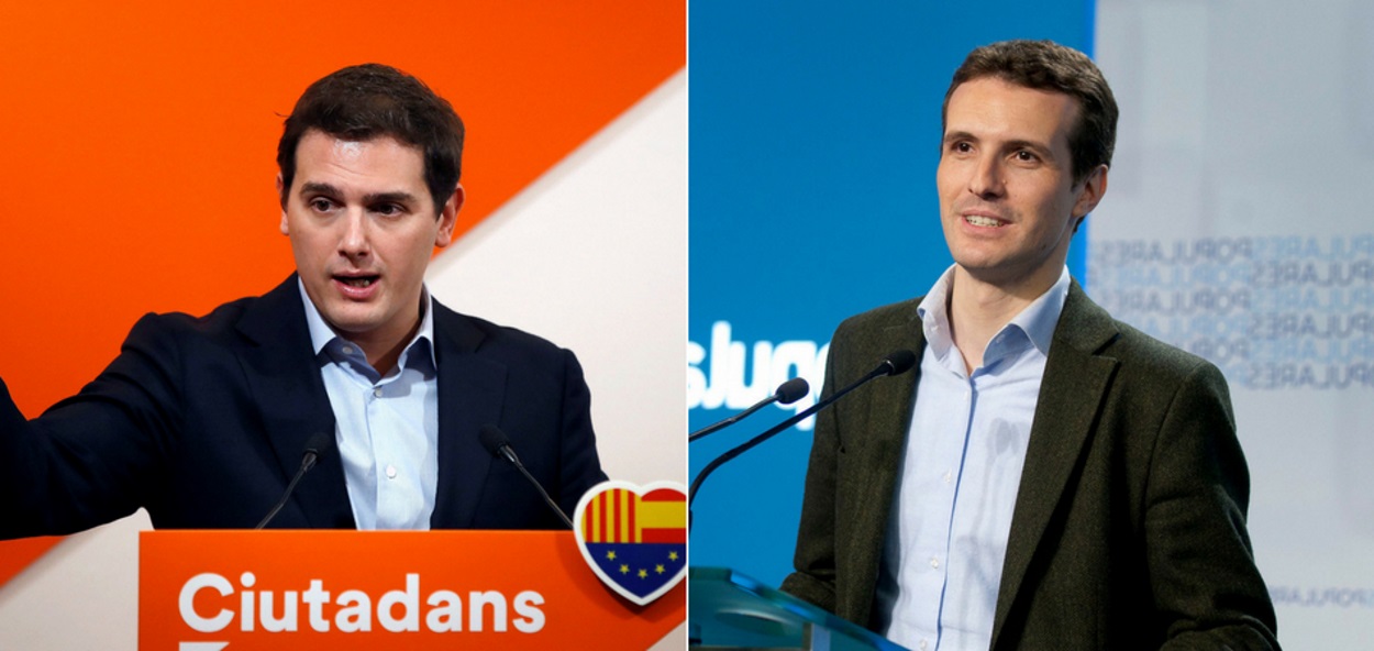 Montaje con fotografías de Albert Rivera y Pablo Casado