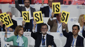 María Dolores de Cospedal, Mariano Rajoy y Fernando Martínez Maillo en el último Congreso del PP