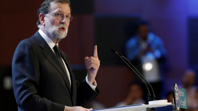 El presidente del PP, Mariano Rajoy, ayer durante su intervención en la celebración del Congreso Nacional del Partido Popular, en Madrid. EFE