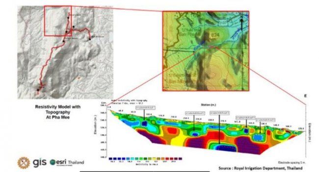 Imagen de un mapa inteligente utilizado para las tareas de rescate de los niños tailandeses atrapados en una cueva. ESRI