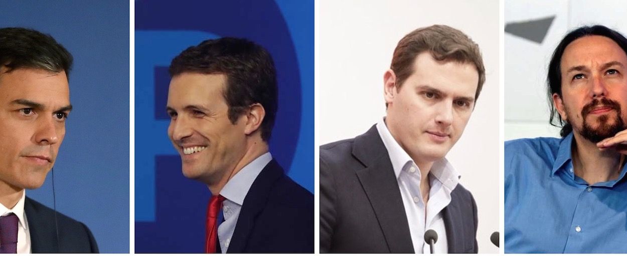 Pedro Sánchez, Pablo Casado, Albert Rivera y Pablo Iglesias