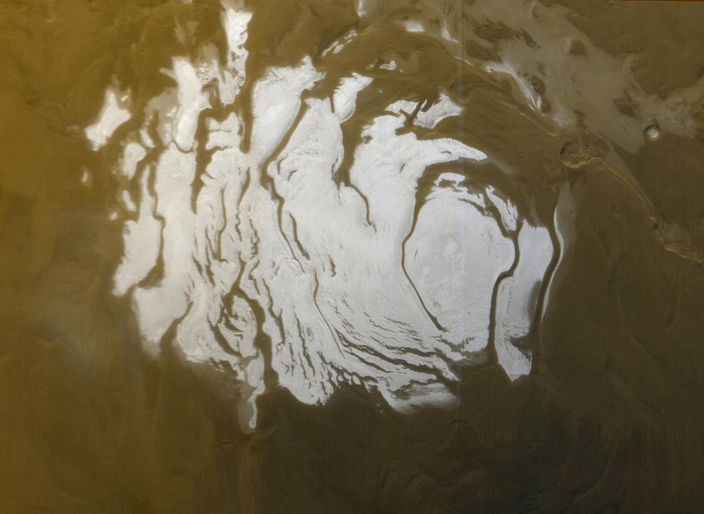 Polo Sur marciano. Foto NASA/JPL/MSSS
