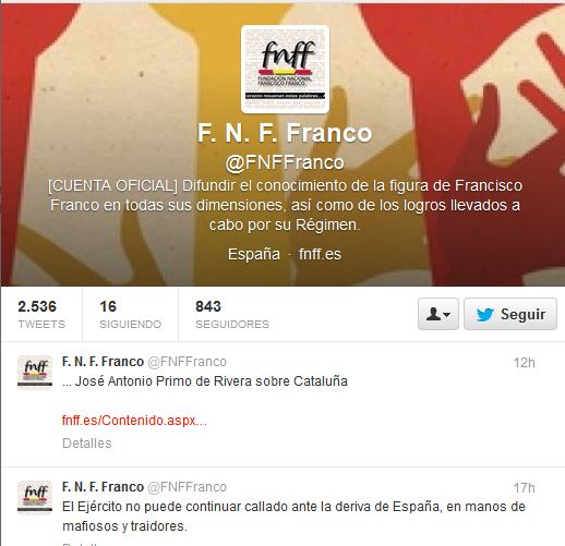 La Fundación Francisco Franco llama al golpe de Estado "por la deriva de España, en manos de mafiosos y traidores"