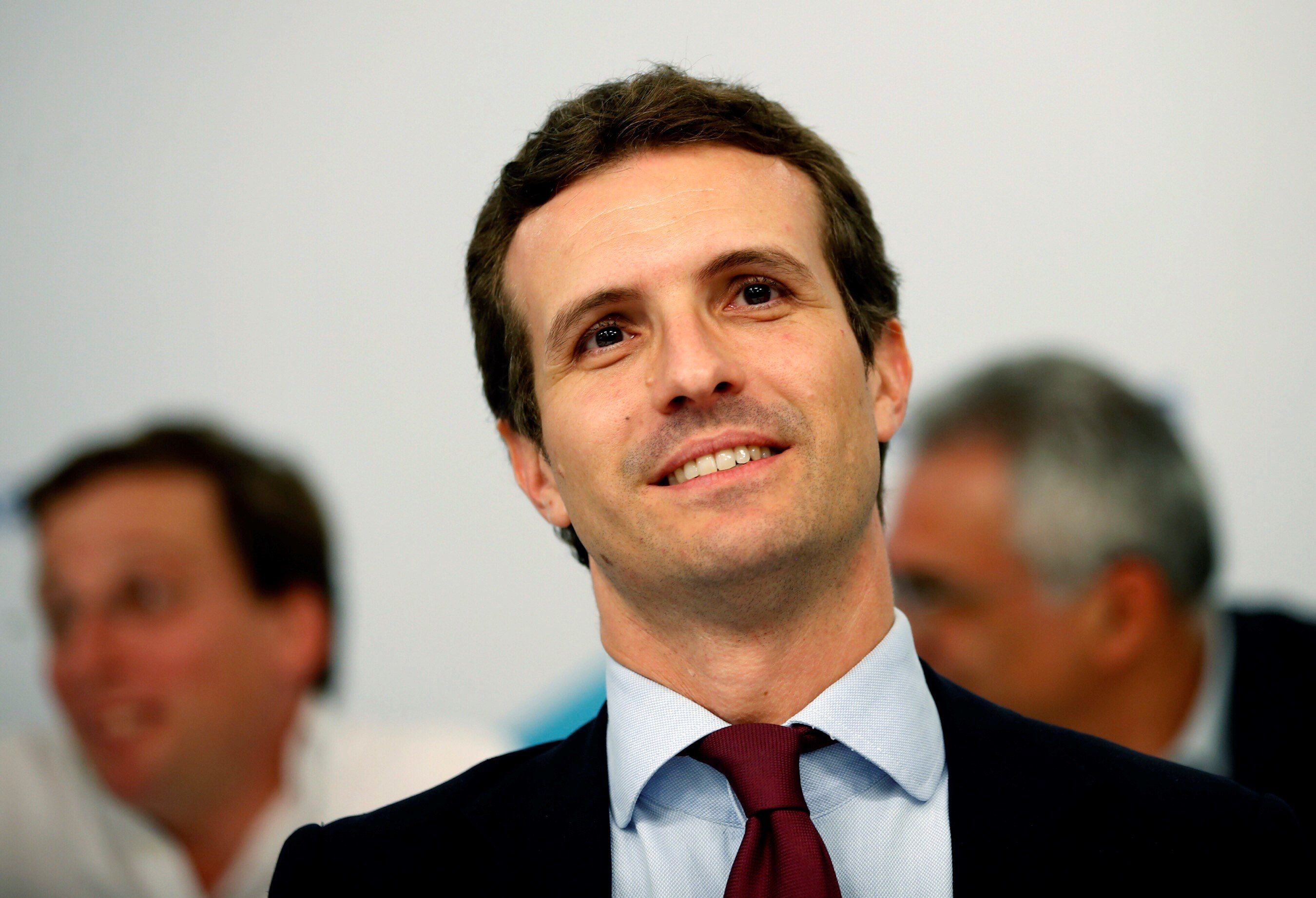 Pablo Casado durante la Junta Directiva del PP de Madrid.