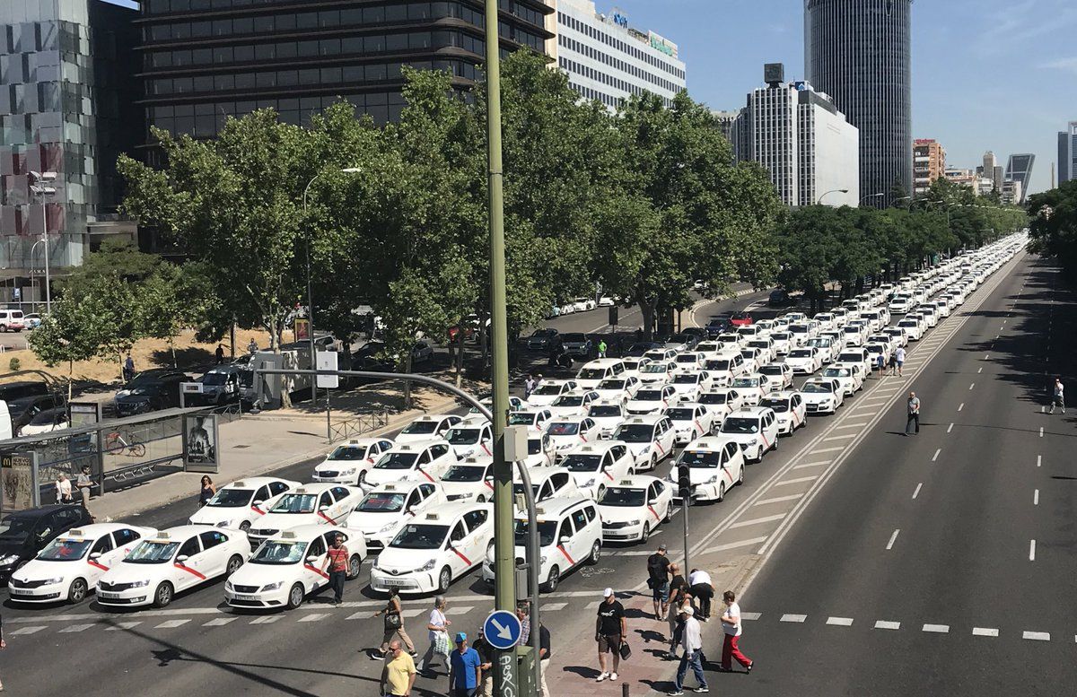 La huelga de taxis del pasado agosto en la Castellana de Madrid.