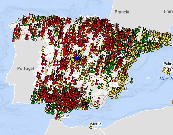 Mapa de fosas comunes del Ministerio de Justicia