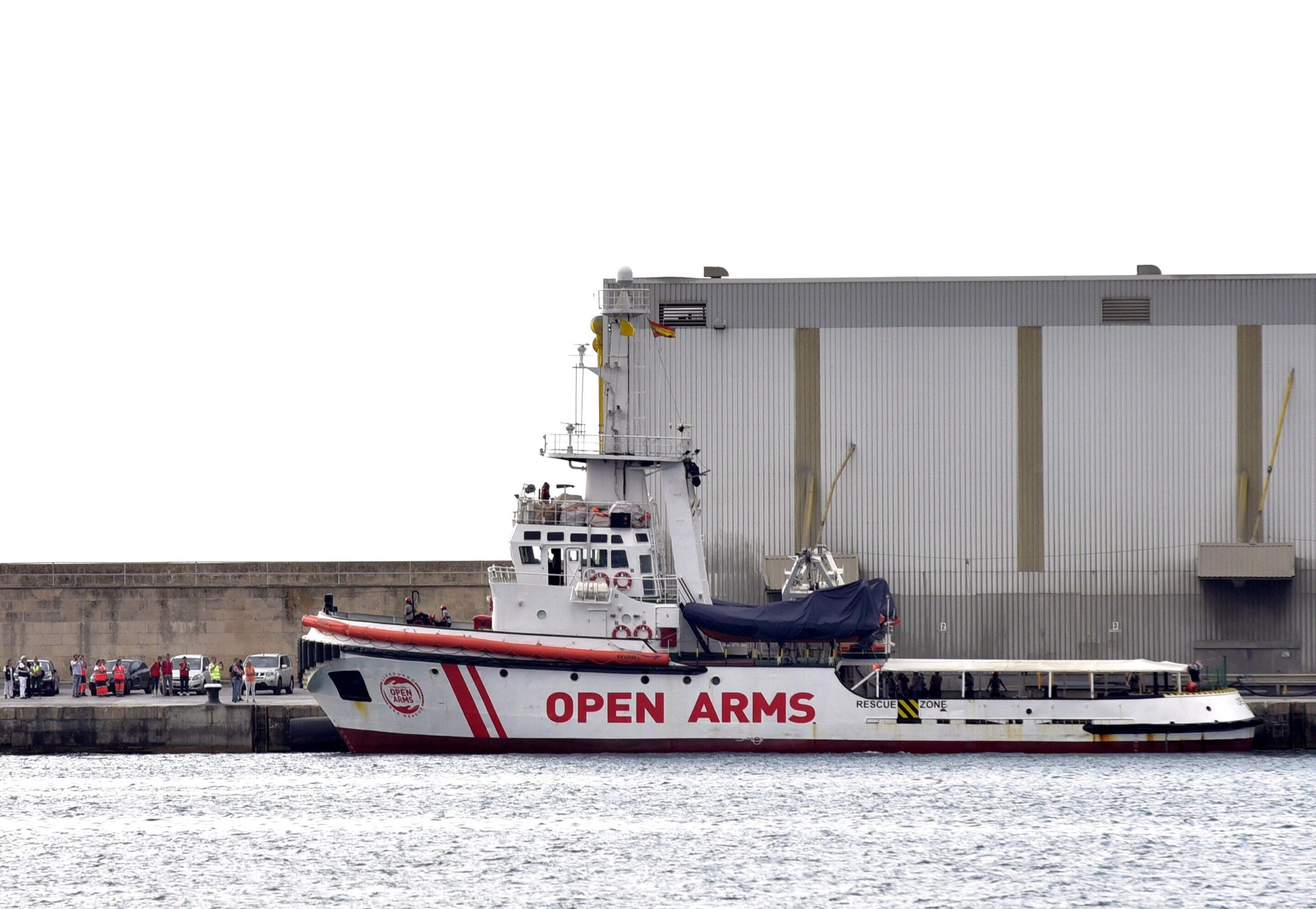 Elbarco de la Organización de Salvamento Open Arms en el puerto de Palma.