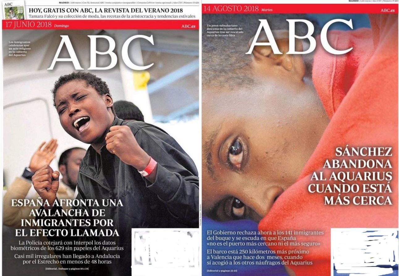 Las dos portadas de ABC sobre la crisis migratoria criticadas