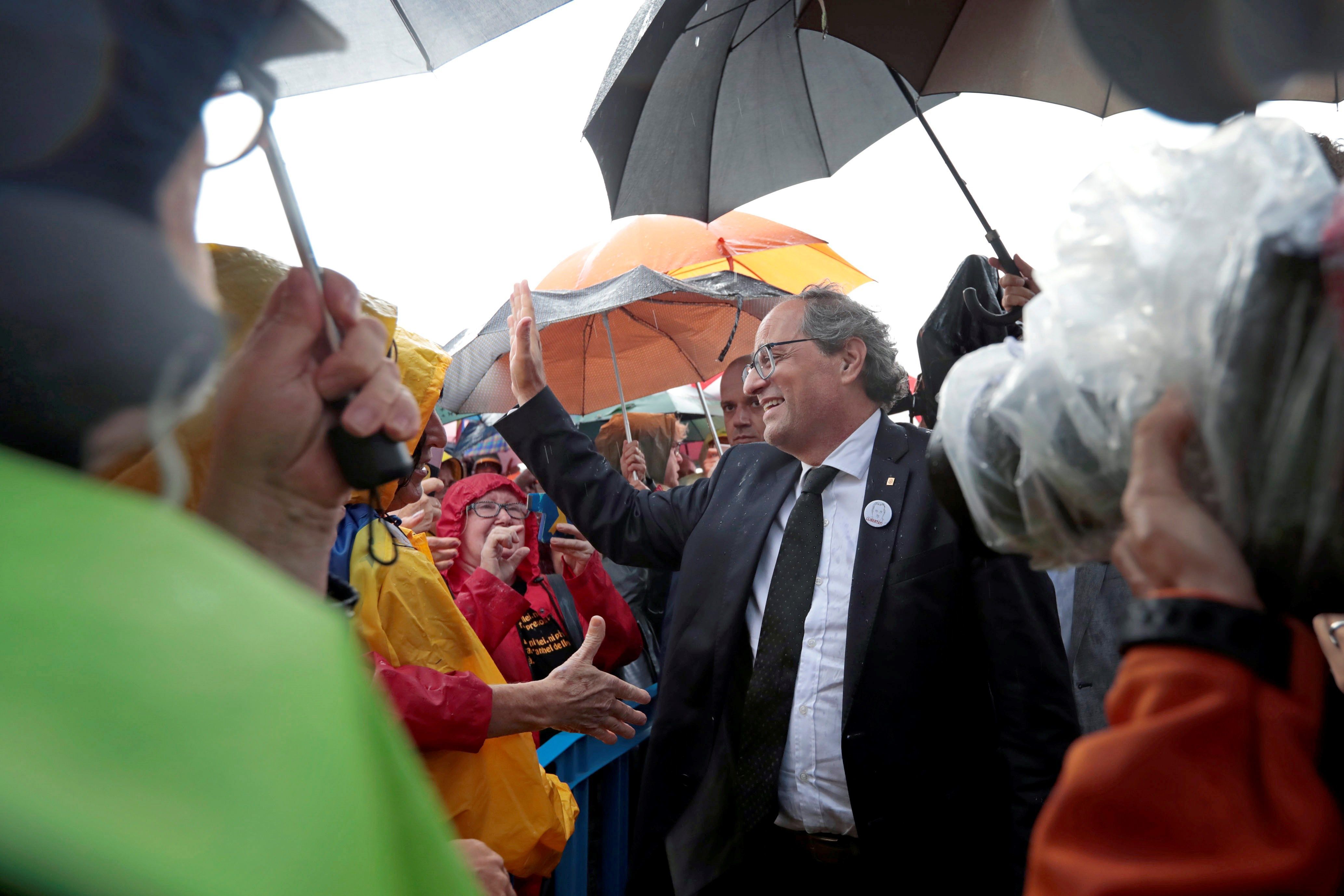 El presidente de la Generalitat, Quim Torra, ayer en los actos de Barcelona