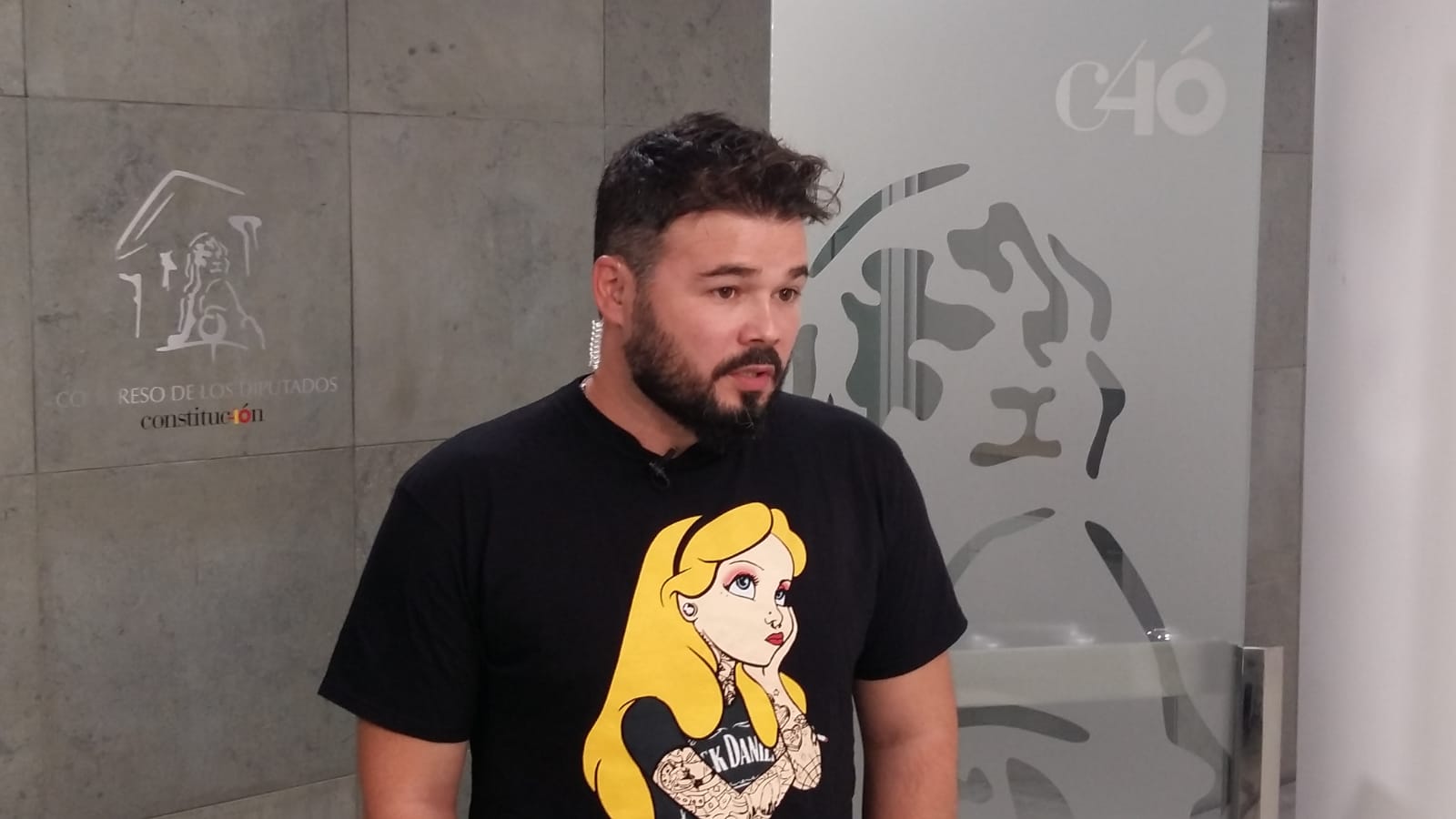 Gabriel Rufián en una entrevista desde el Congreso de los Diputados - Twitter ERC