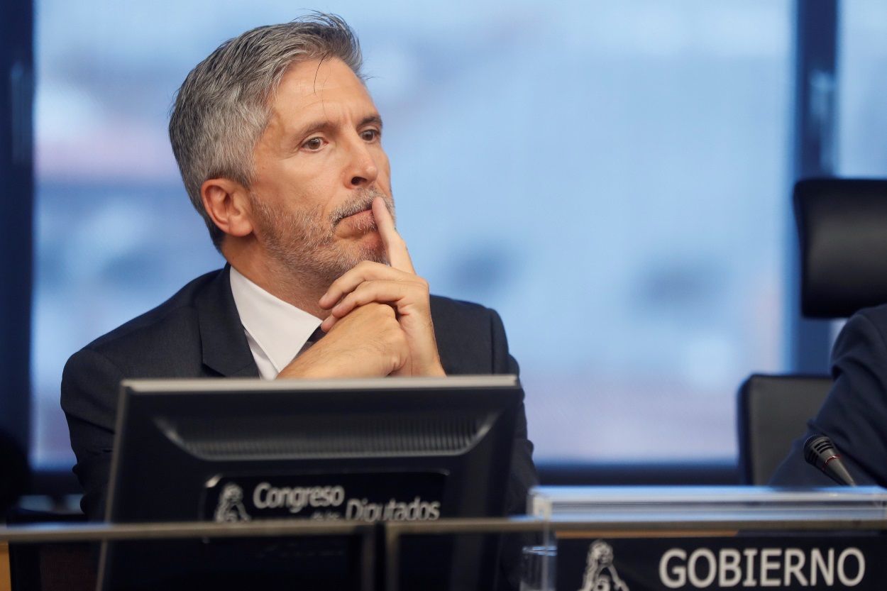 El ministro del Interior, Fernando Grande Marlaska, durante su comparecencia en el Congreso