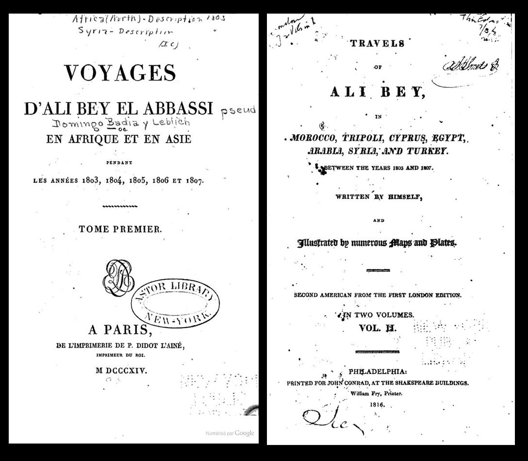 Los libros de Alí Bey habían sido traducidos al inglés y al francés a principios del siglo XIX. Los libros de Alí Bey habían sido traducidos al inglés y al francés a principios del siglo XIX.
