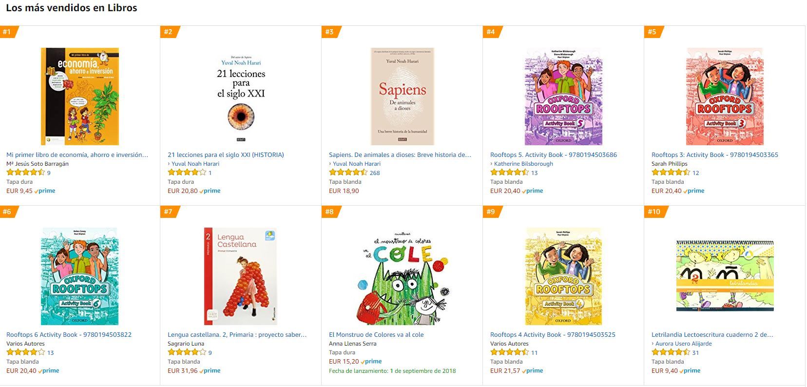 Libros más vendidos en Amazon