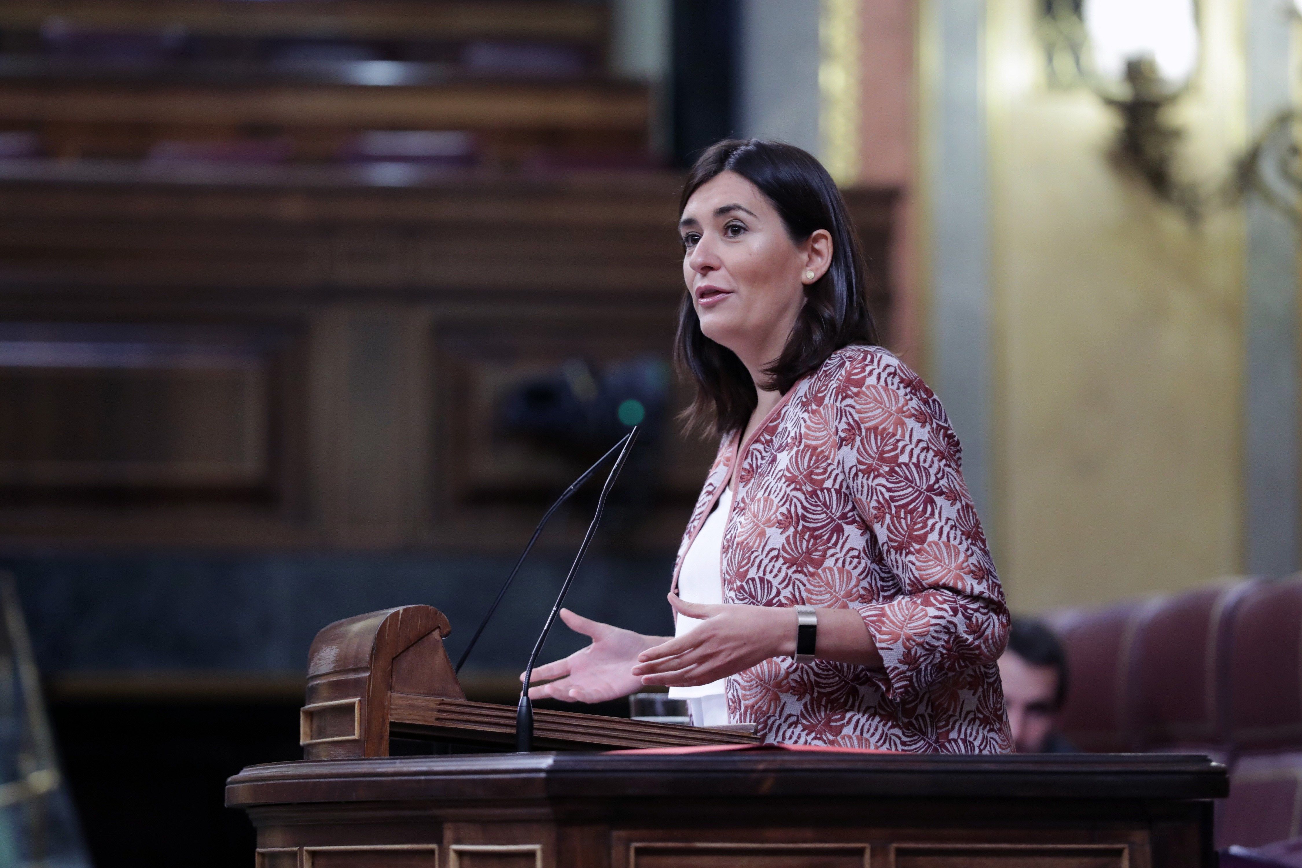 La ministra de Sanidad, Carmen Montón, durante su intervención en el pleno del Congreso. EFE