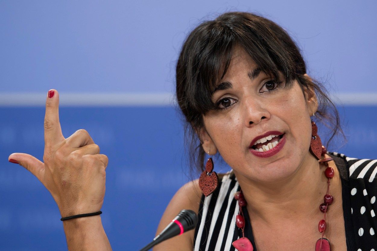 La coordinadora de Podemos Andalucía, Teresa Rodríguez, en rueda de prensa. EFE