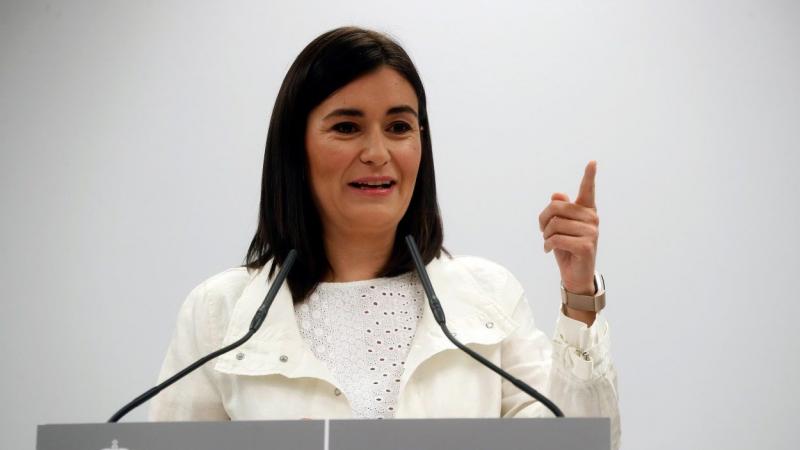 La ministra de Sanidad, Consumo y Bienestar Social, Carmen Montón, explicando las presuntas irregularidades de su máster