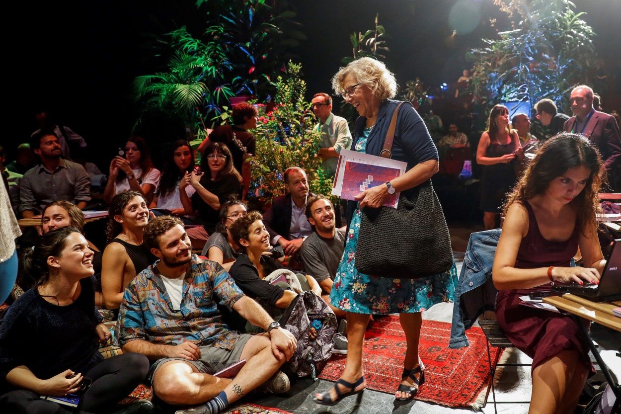 La alcaldesa de Madrid, Manuela Carmena, durante la presentación de la programación de la temporada de otoño del Centro Cultural Conde Duque