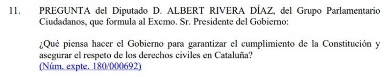 Pregunta de Albert Rivera a Pedro Sánchez