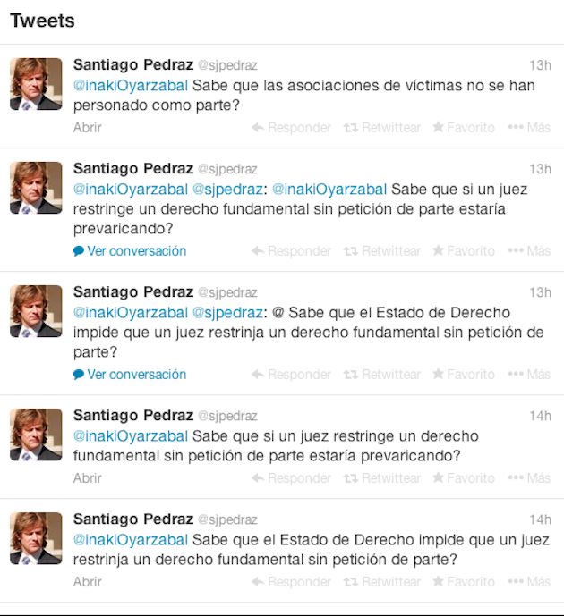 Tras ser criticado por su tibieza con los expresos de ETA, el juez Pedraz da la cara y se enfrenta al PP en Twitter 