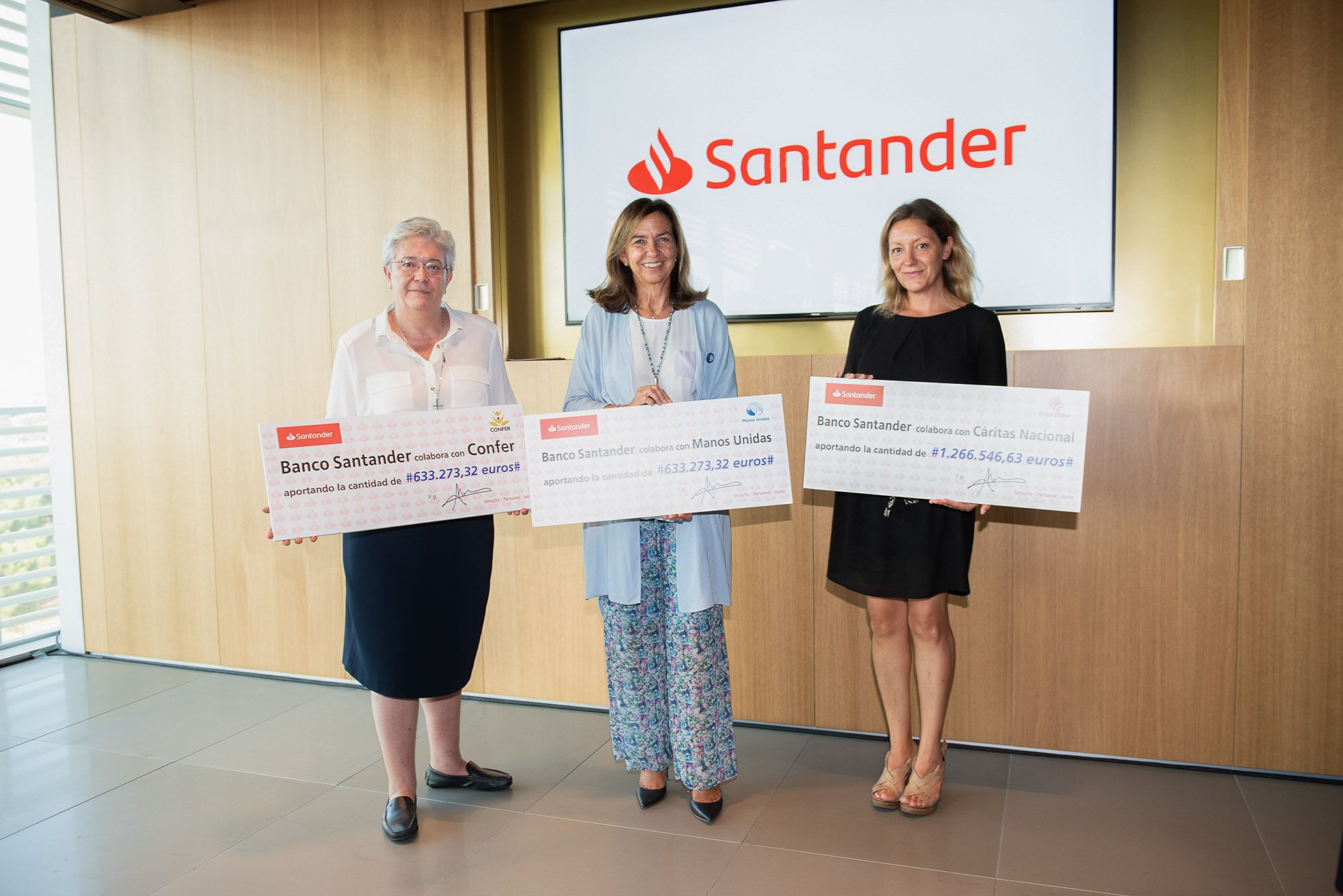 Cáritas y Manos Unidas reciben 633.000 euros cada una del fondo del Santander. Fuente: Banco Santander