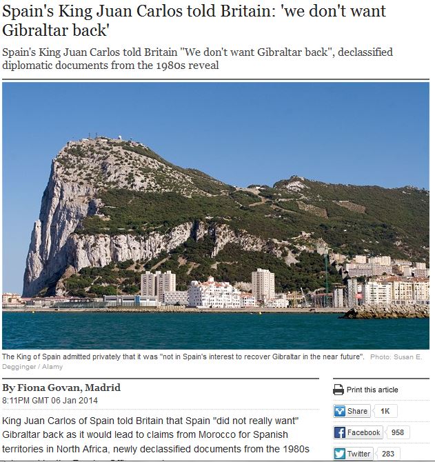 El rey dijo al embajador británico que a España no le interesaba recobrar Gibraltar