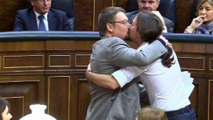 Xavier Domènech y Pablo Iglesias en el Congreso