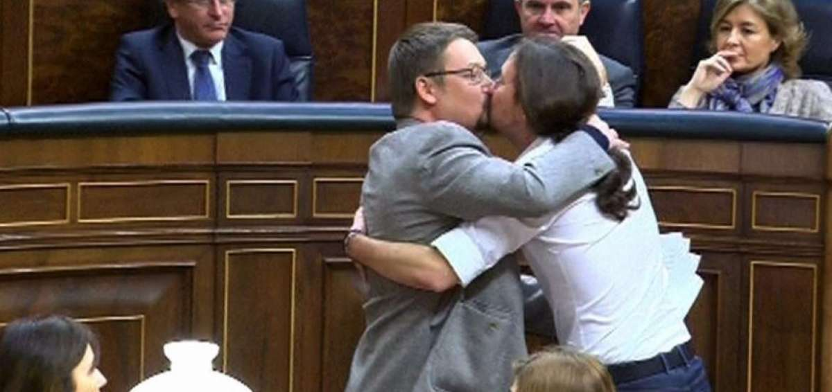 Xavier Domènech y Pablo Iglesias en el Congreso