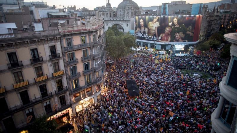 Manifestación en Barcelona por la liberación de los Jordis. EFE