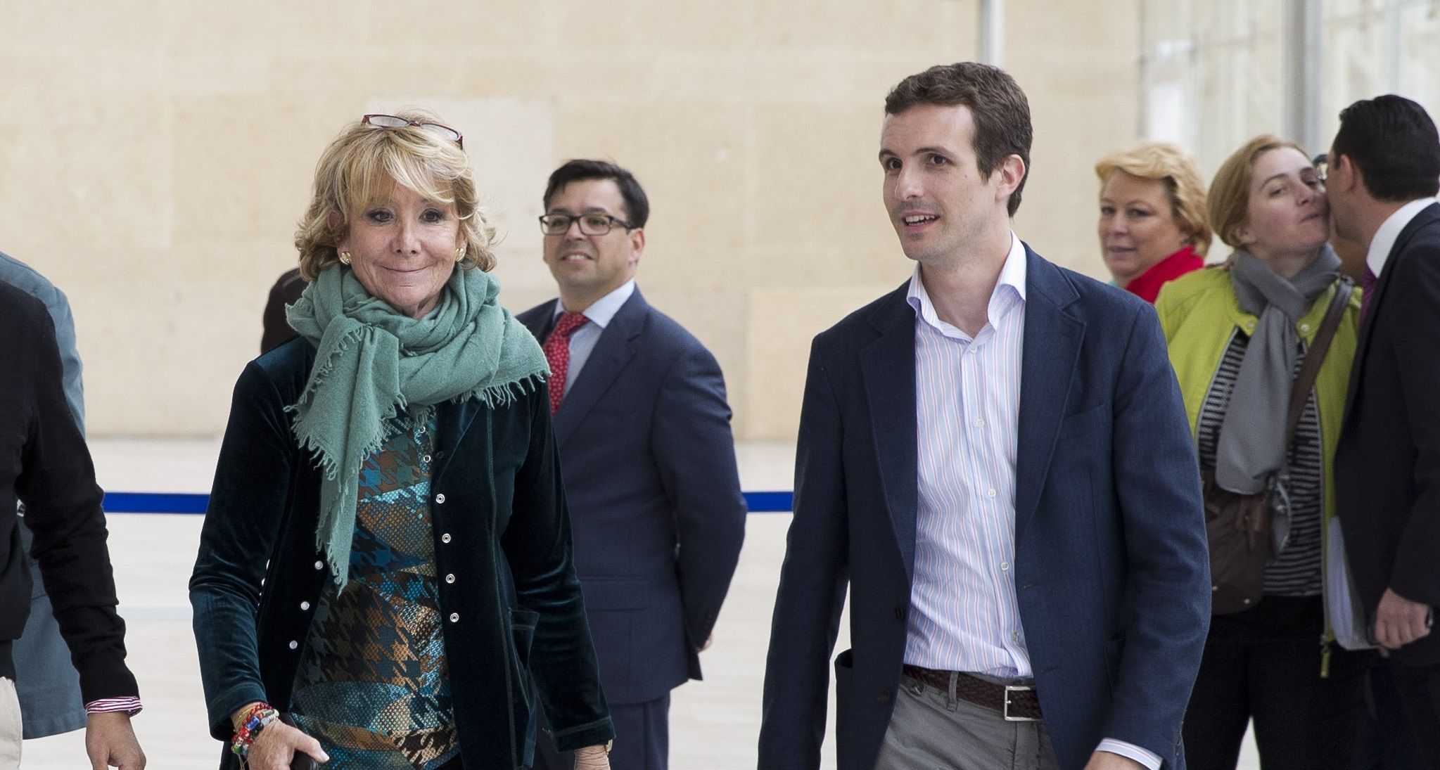 Esperanza Aguirre y Pablo Casado llegan a un acto del Partido Popular. Fuente: PP