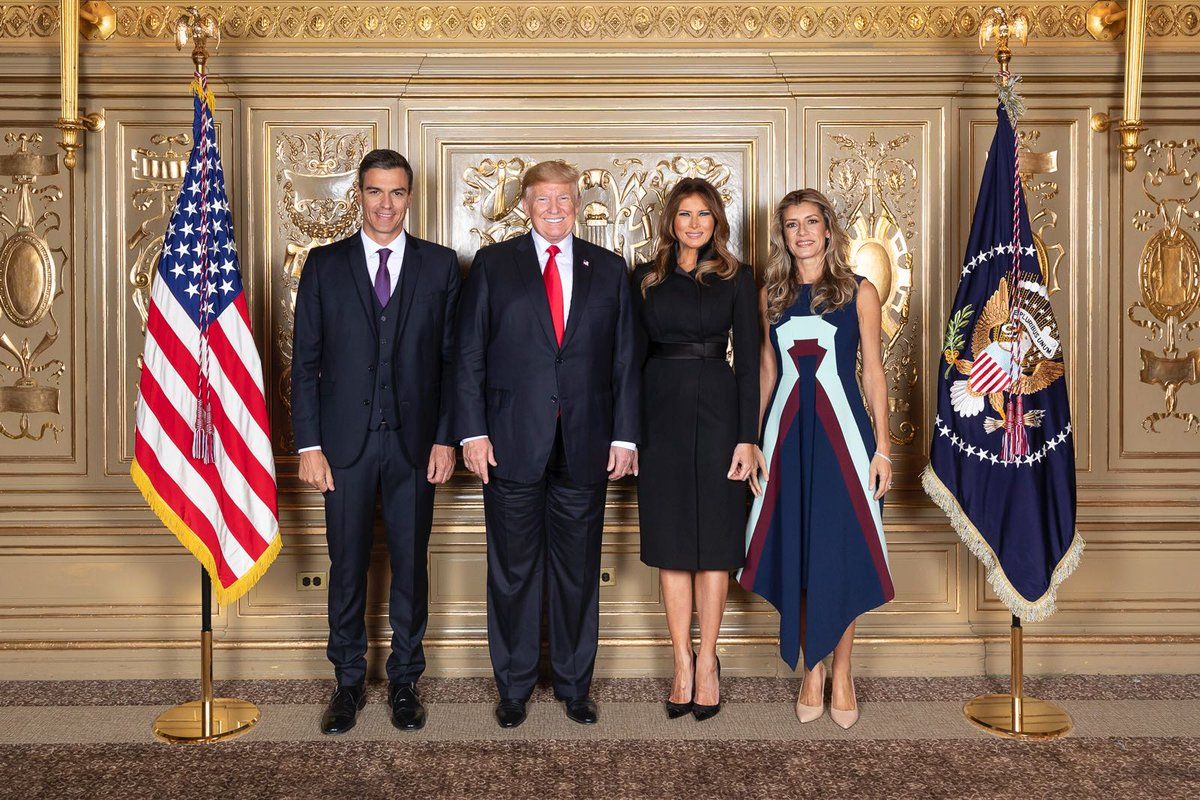 Pedro Sánchez, Donald Trump, Melania Trump y Begoña Gómez en Nueva York - Twitter Moncloa
