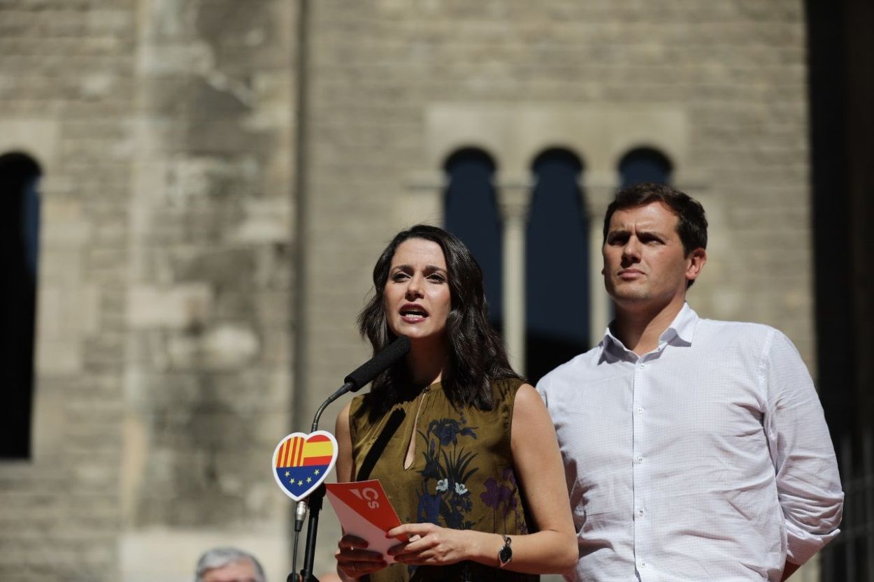 Albert Riveras e Inés Arrimadas durante un acto el día de la Diada