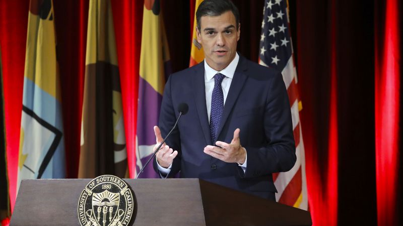 El presidente del Gobierno de España, Pedro Sánchez, interviene en el auditorio de la Universidad del Sur de California, en Los Ángeles, California (EE.UU.). EFE El presidente del Gobierno de España, Pedro Sánchez, interviene en el auditorio de la Universidad del Sur de California, en Los Ángeles, California (EE.UU.). EFE