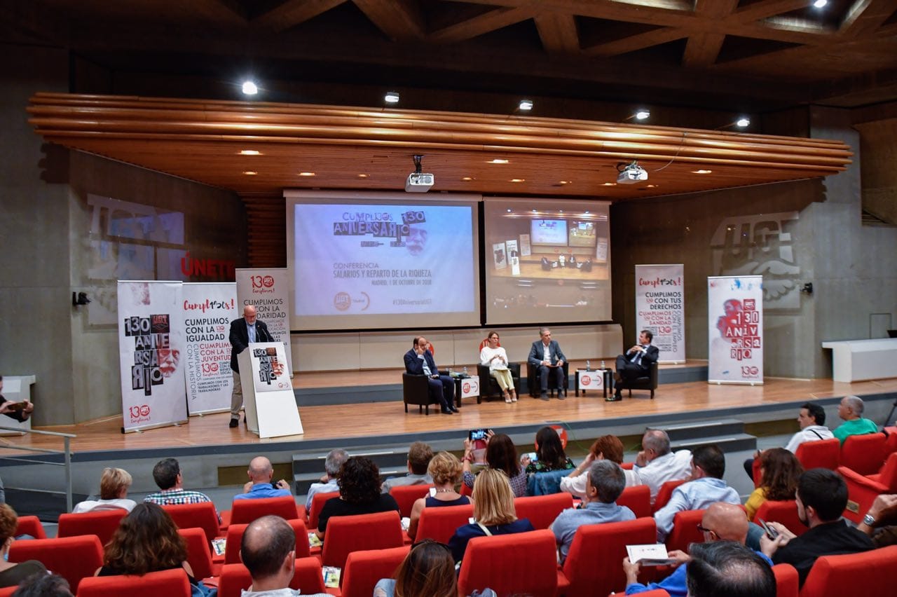 Imasgen de conferencia sobre salarios organizada por UGT dentro de los actos de su 130 aniversario