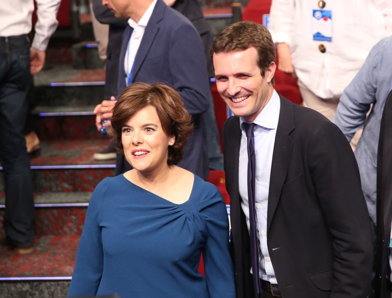 Soraya Sáenz de Santamaría junto a Pablo Casado durante el Congreso Nacional del PP