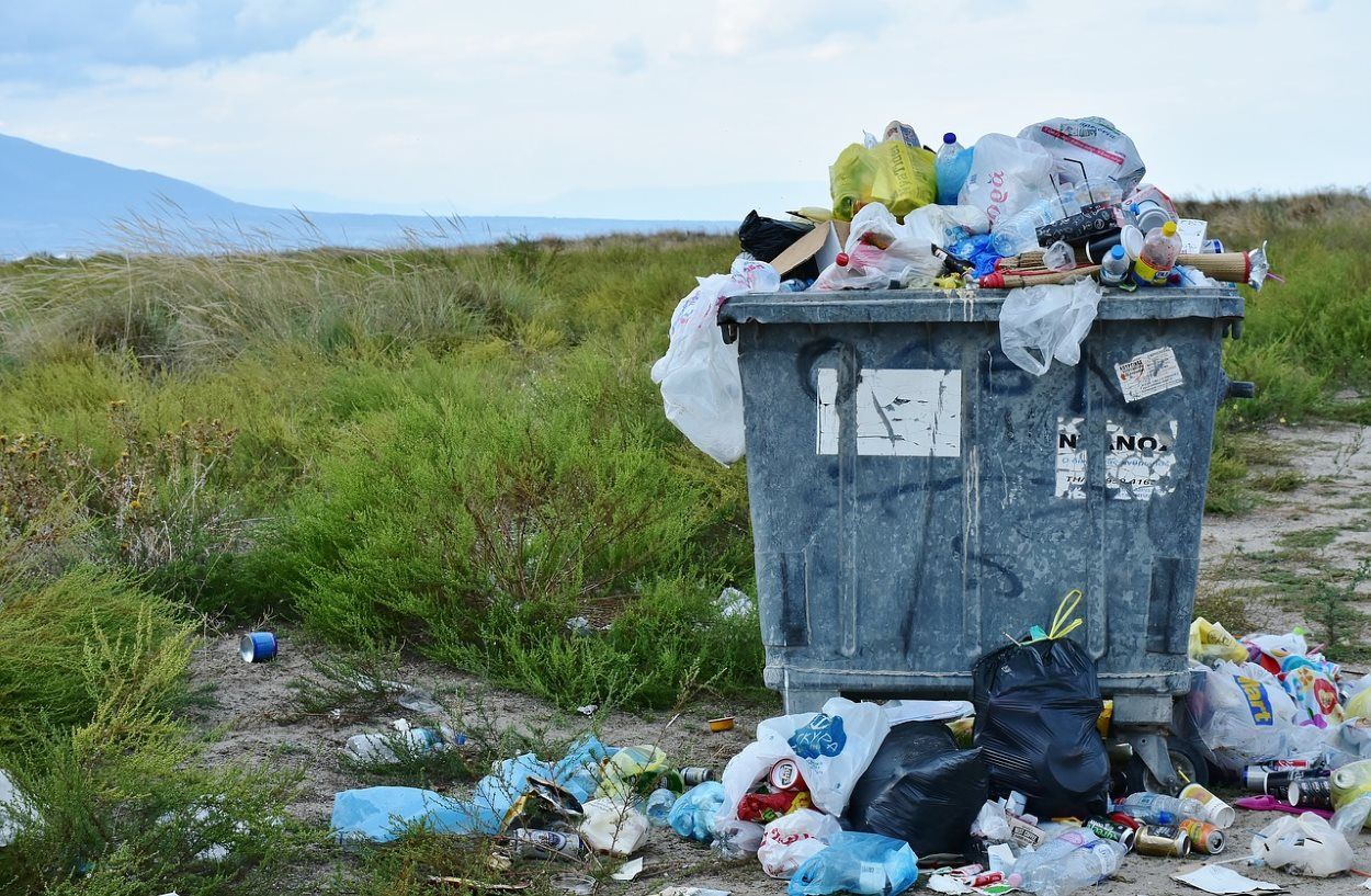 Un contenedor de basura con residuos que se pueden reciclar. Pixabay