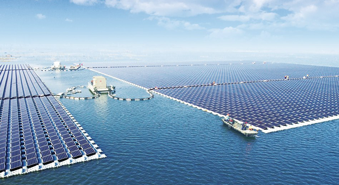 Planta solar sobre un lago en China. Foto: Sungrow Power