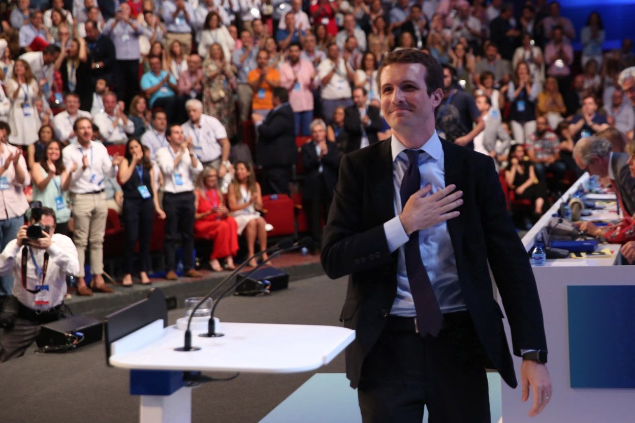 Pablo Casado durante el Congreso Nacional del PP.