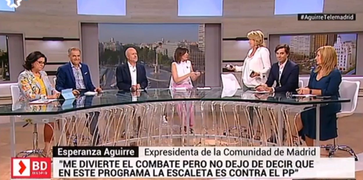 Esperanza Aguirre abandona el plató de Telemadrid por ser anti PP