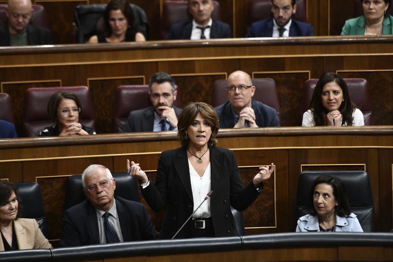 La ministra de Justicia, Dolores Delgado, en el Congreso. Europa Press