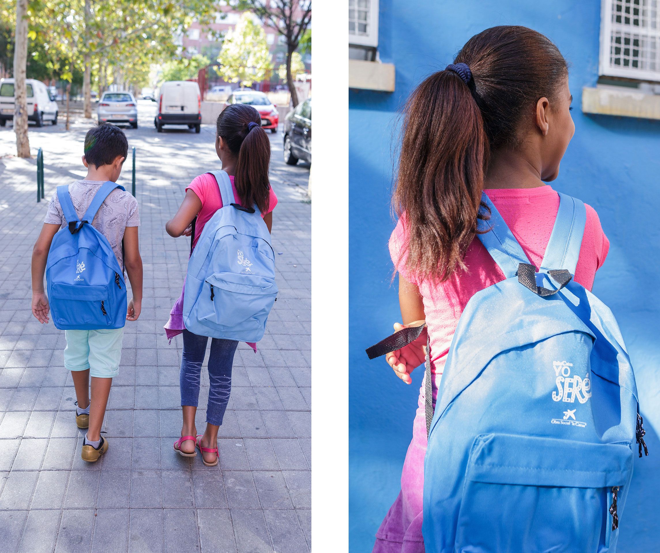 Las mochilas que facilita cada año CaixaProinfancia al inicio del curso escolar a niños en situación de vulnerabilidad